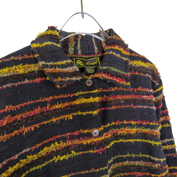 1990s Mirasol Black Colorful Striped Bohemian Jacket Small - Picture 2 of 7